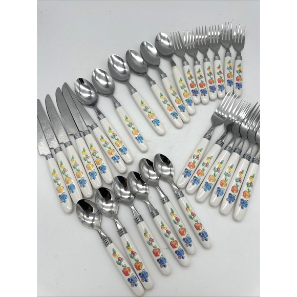 NEW* 30 pc Corelle Fruit Basket Stainless Flatware Set - Picture 1 of 8